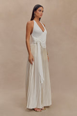 Tyla Draped Slinky Halter Top - White