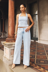 Caitlin Mid Rise Denim Jeans - Light Blue