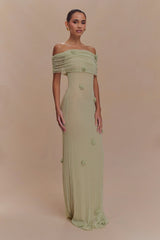 Brynn Orchid Knit Maxi Dress - Pastel Green