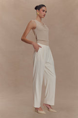 Brenda Draped Front Knit Top - Stone