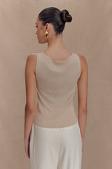 Brenda Draped Front Knit Top - Stone