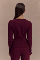 Reese Fitted Knit Cardigan - Merlot
