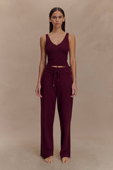 Natalya Knit Wide Leg Pants - Merlot