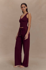 Natalya Ribbed Knit Cami Top - Merlot
