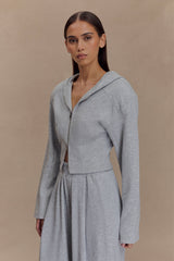 Quinn Zip Up Hoodie - Light Grey Marle