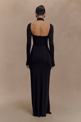 Lyndon Long Sleeve Slinky Maxi Dress - Black