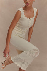 Madeline Scallop Knit Midi Skirt - Ivory