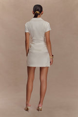 Tarryn Collared Cotton Mini Dress - White