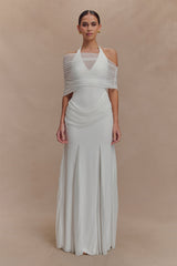 Gabrielle Slinky And Mesh Maxi Dress - White