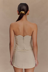 Oakley Strapless Scallop Denim Top - Stone Wash