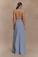 Carolyn Linen Bubble Maxi Dress - Misty Blue
