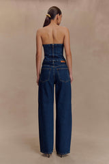 Laina Mid Rise Diamante Denim Jeans - Midnight Blue