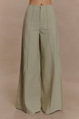 Brandi Linen Straight Leg Pant - Basil