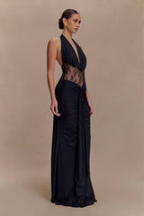 Bonnie Slinky And Lace Maxi Dress - Black