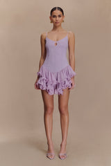 Calantha Ruffle Mesh Mini Dress - Lilac
