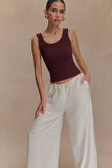 Callum Drawstring Straight Leg Pants - White