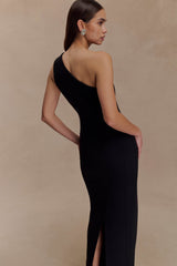 Milena One Shoulder Crepe Maxi Dress - Black