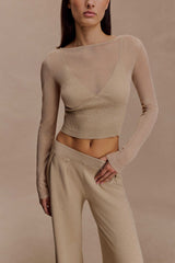 Brionee Silk Blend Knit Top - Sand