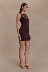 Brock Asymmetrical Neckline Knit Top - Dark Chocolate