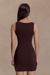 Brock Asymmetrical Neckline Knit Top - Dark Chocolate