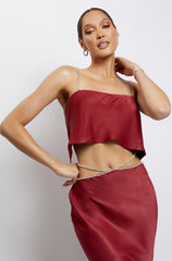 Dayana Straight Cut Crop Top - Wine
