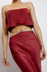 Dayana Straight Cut Crop Top - Wine