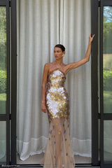 Jenny Hand Embellished Maxi Dress - Gold