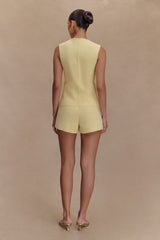 Malika Sleeveless Gold Button Vest - Lemon