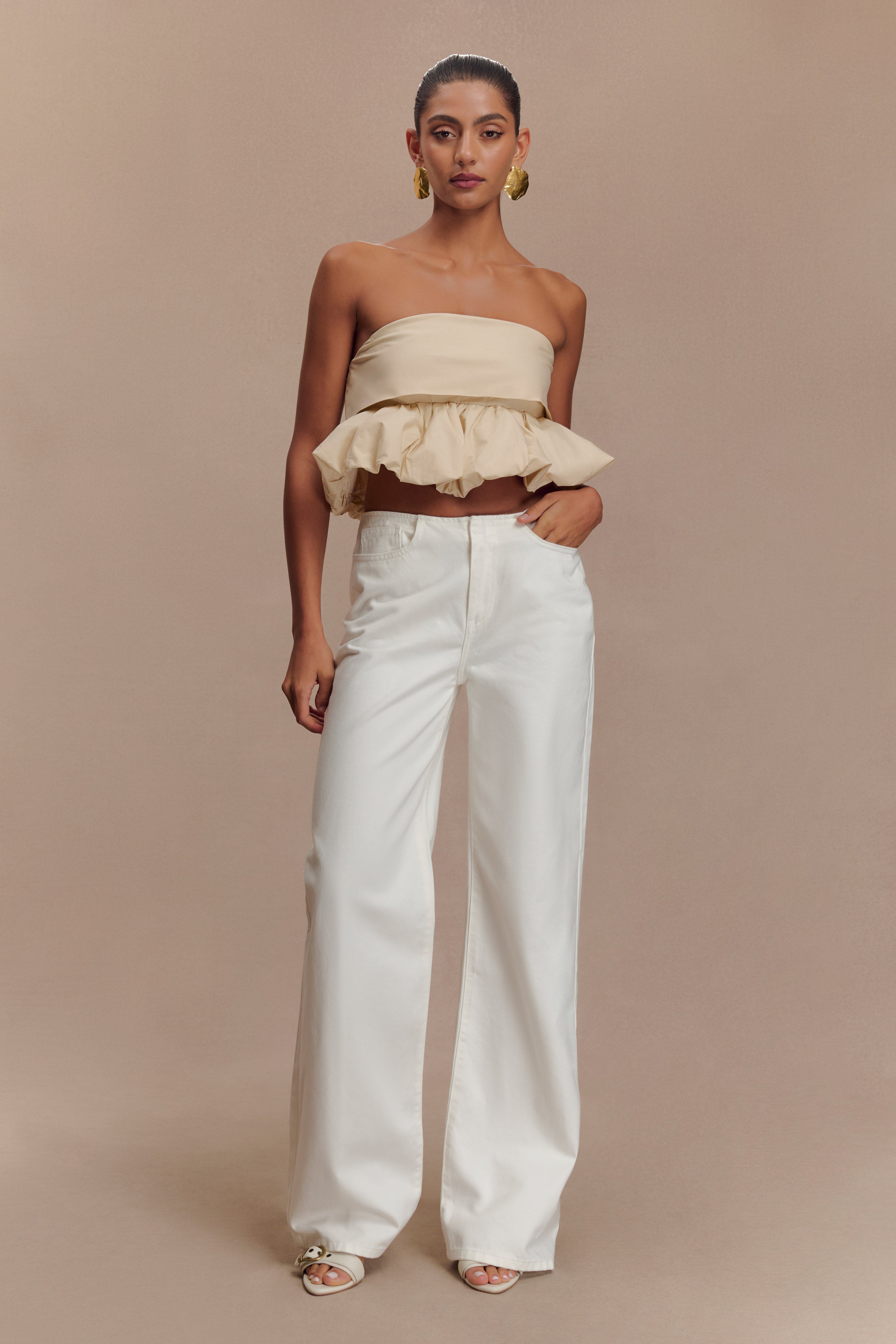 Caitlin Mid Rise Denim Jeans - White