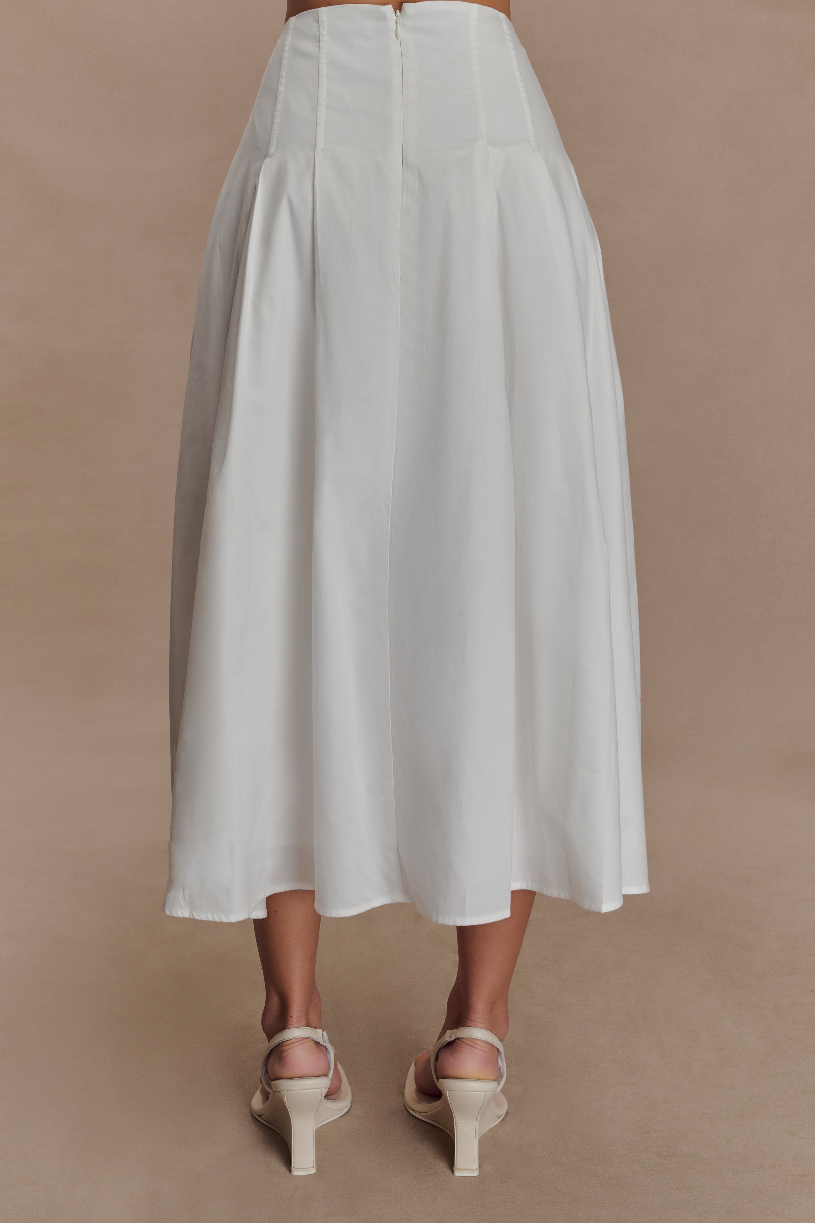 Mae A-Line Midi Skirt - White