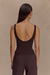 Natalya Ribbed Knit Cami Top - Dark Chocolate