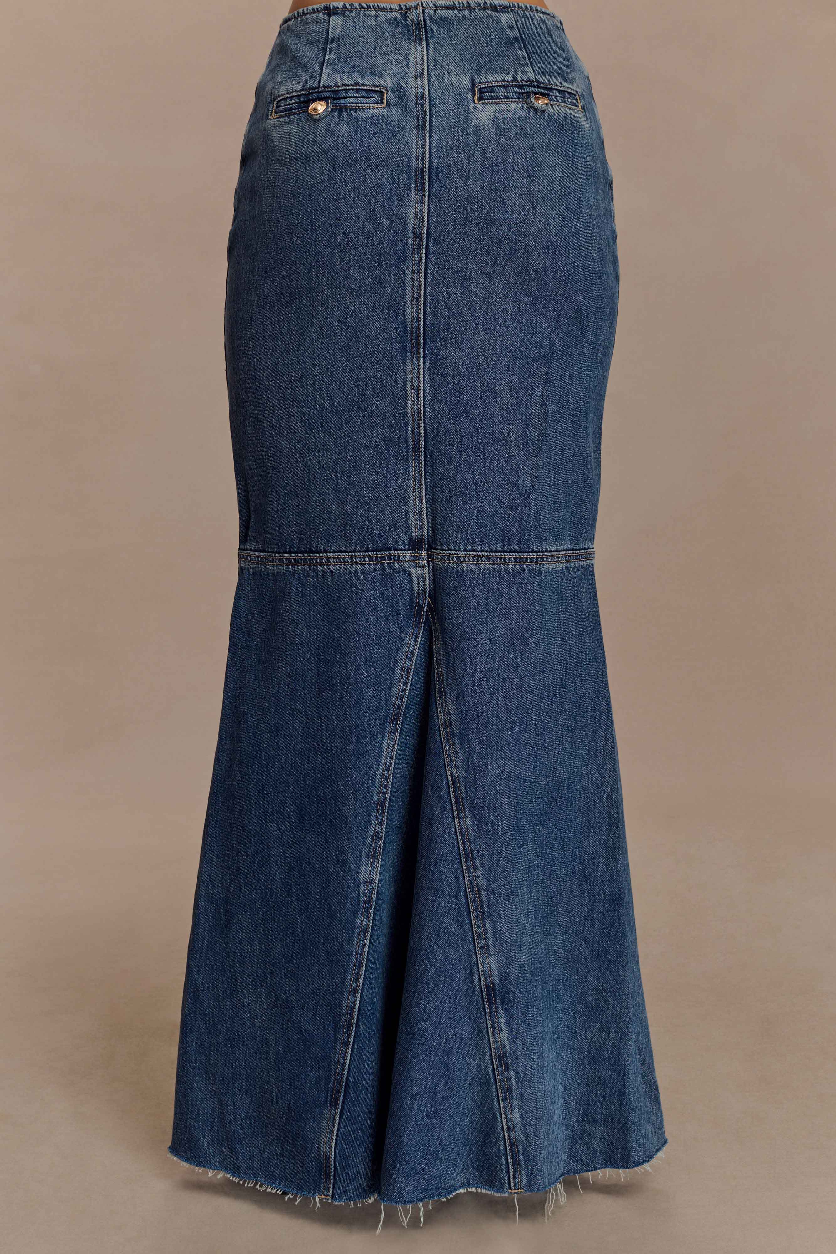 Loretta Denim Maxi Skirt - Washed Dark Blue