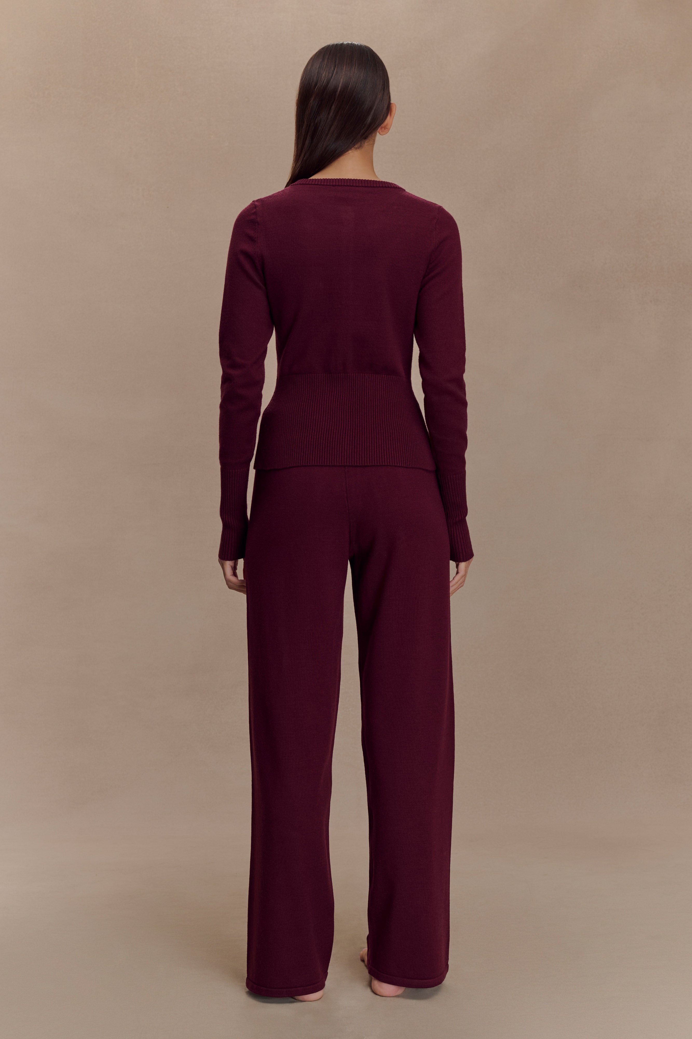 Reese Fitted Knit Cardigan - Merlot