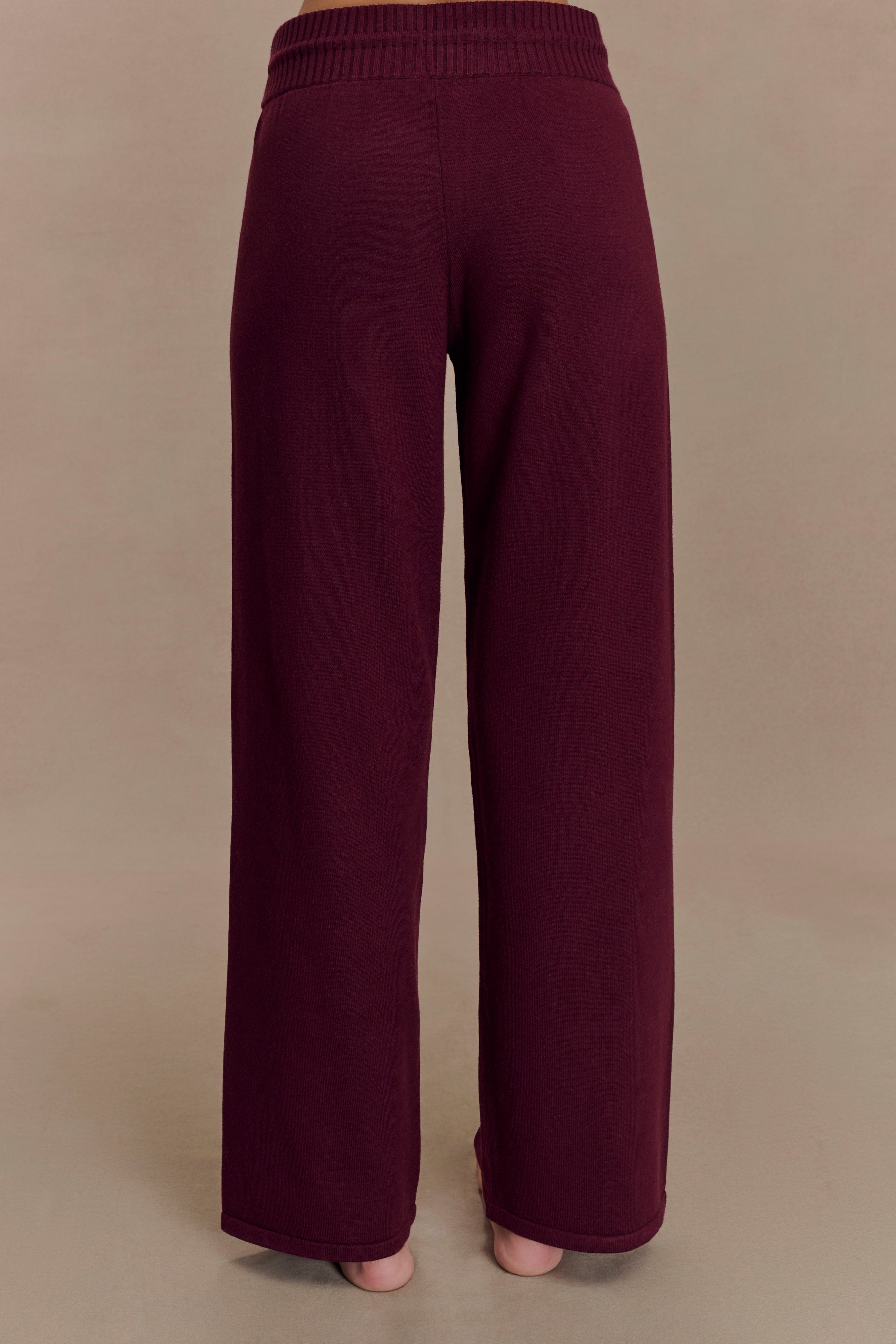 Natalya Knit Wide Leg Pants - Merlot