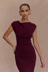 Francisca Cowl Neck Knit Top - Merlot