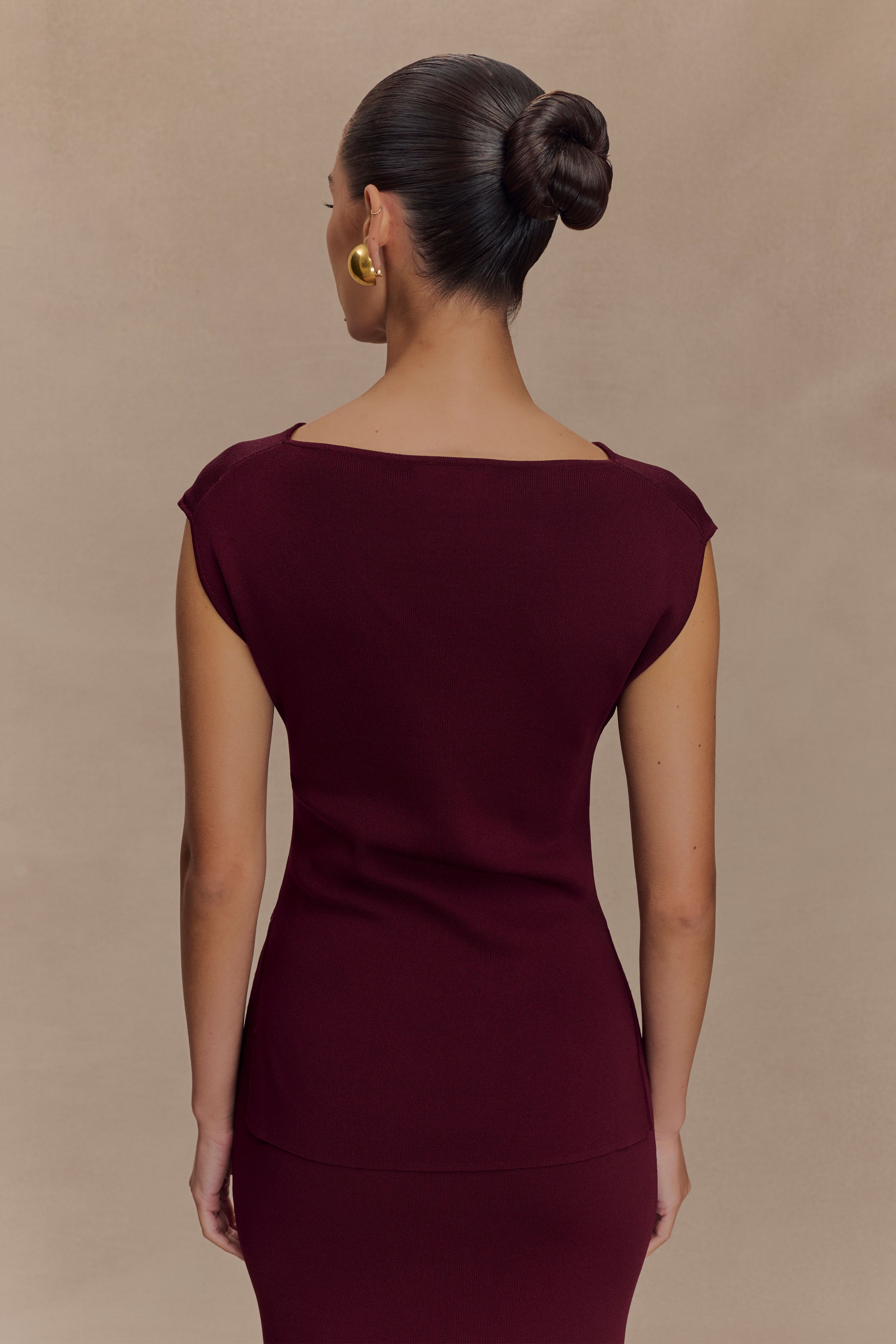 Francisca Cowl Neck Knit Top - Merlot