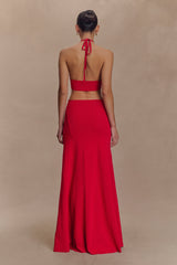 Marlowe Halter Knit Maxi Dress - Red