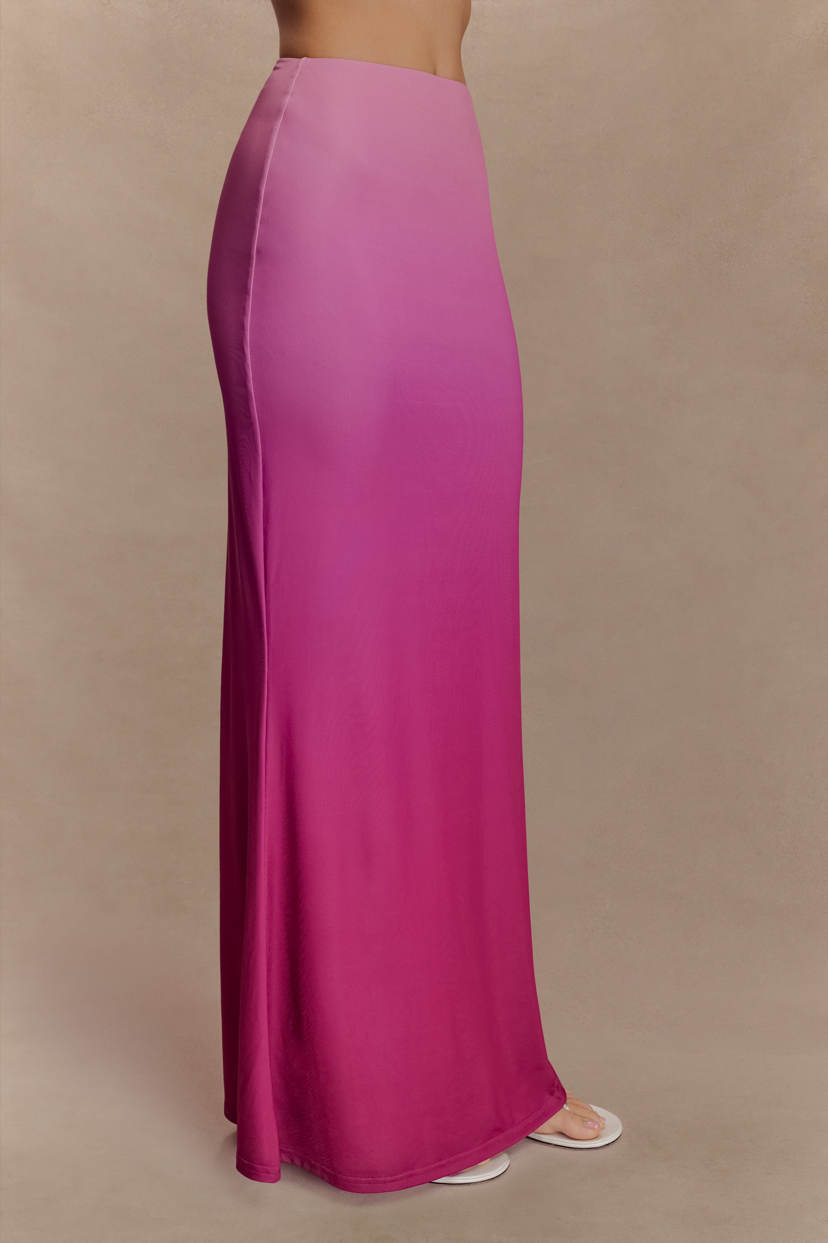 Bruna Slinky Fishtail Maxi Skirt - Ombre Pink