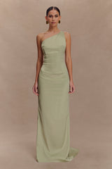 Harper One Shoulder Gown - Sage
