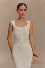 Madeline Scallop Knit Top - Ivory