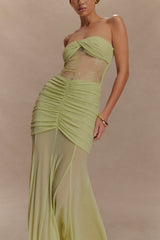 Khadijah Lace And Mesh Maxi Dress - Sage