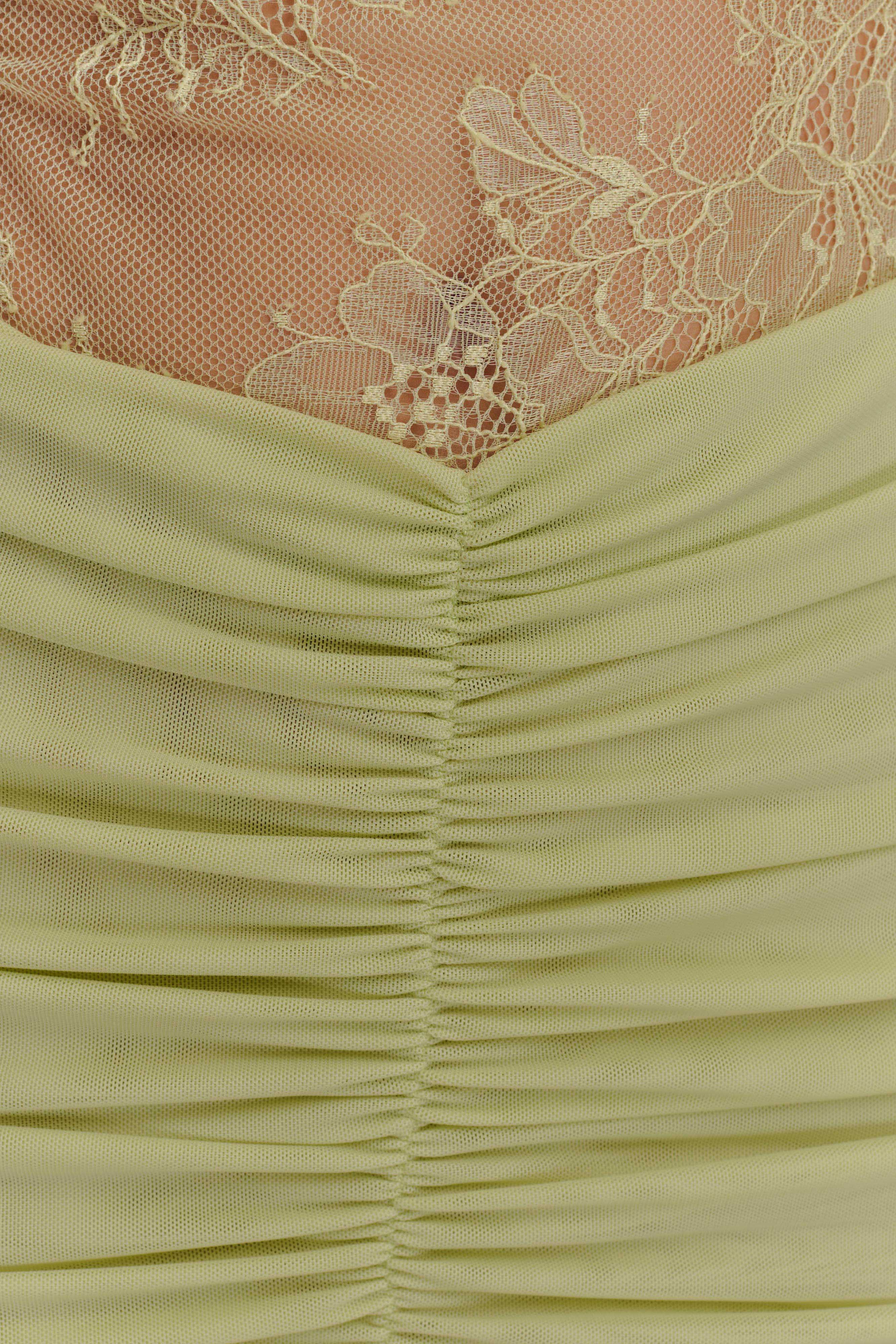 Khadijah Lace And Mesh Maxi Dress - Sage