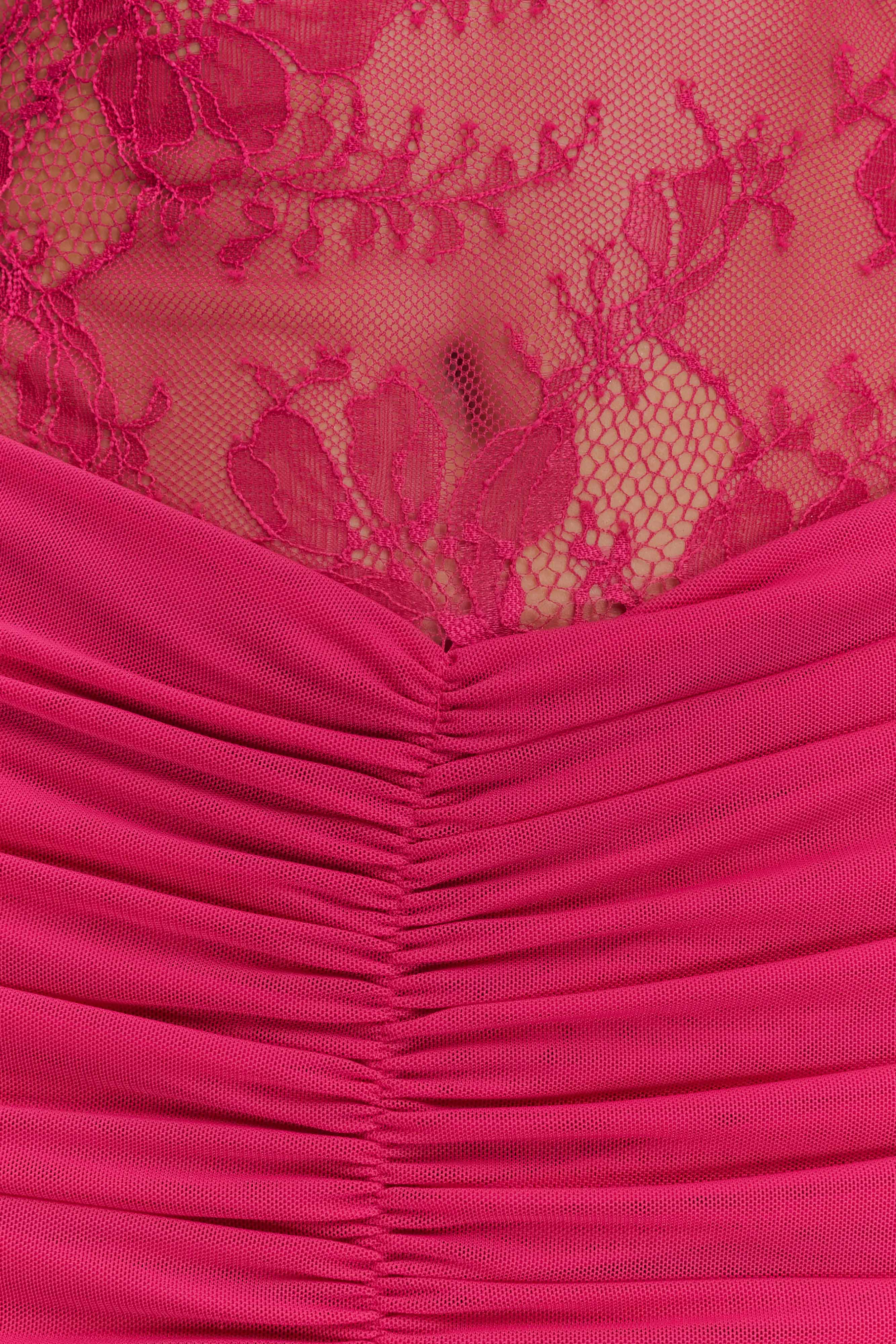 Khadijah Lace And Mesh Maxi Dress - Dragonfruit