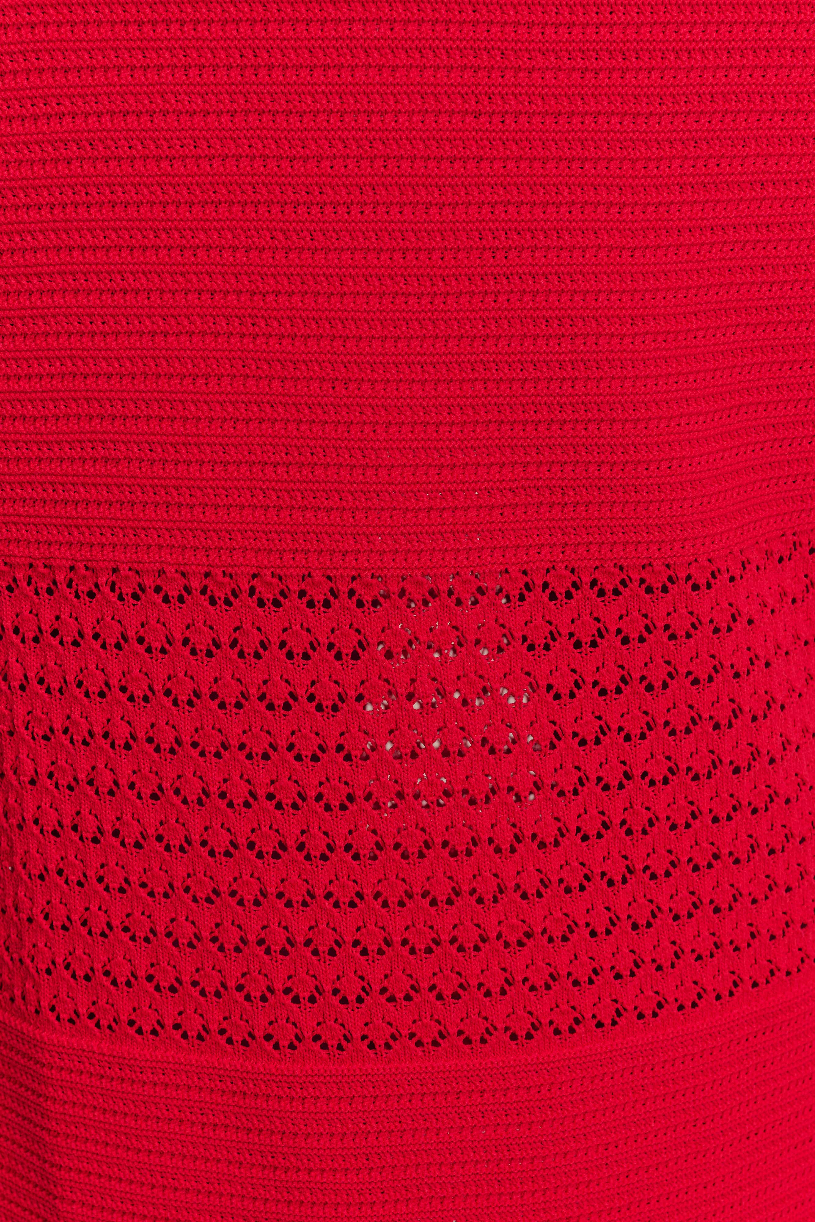 Madeline Scallop Knit Midi Skirt - Red