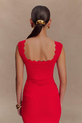 Madeline Scallop Knit Top - Red