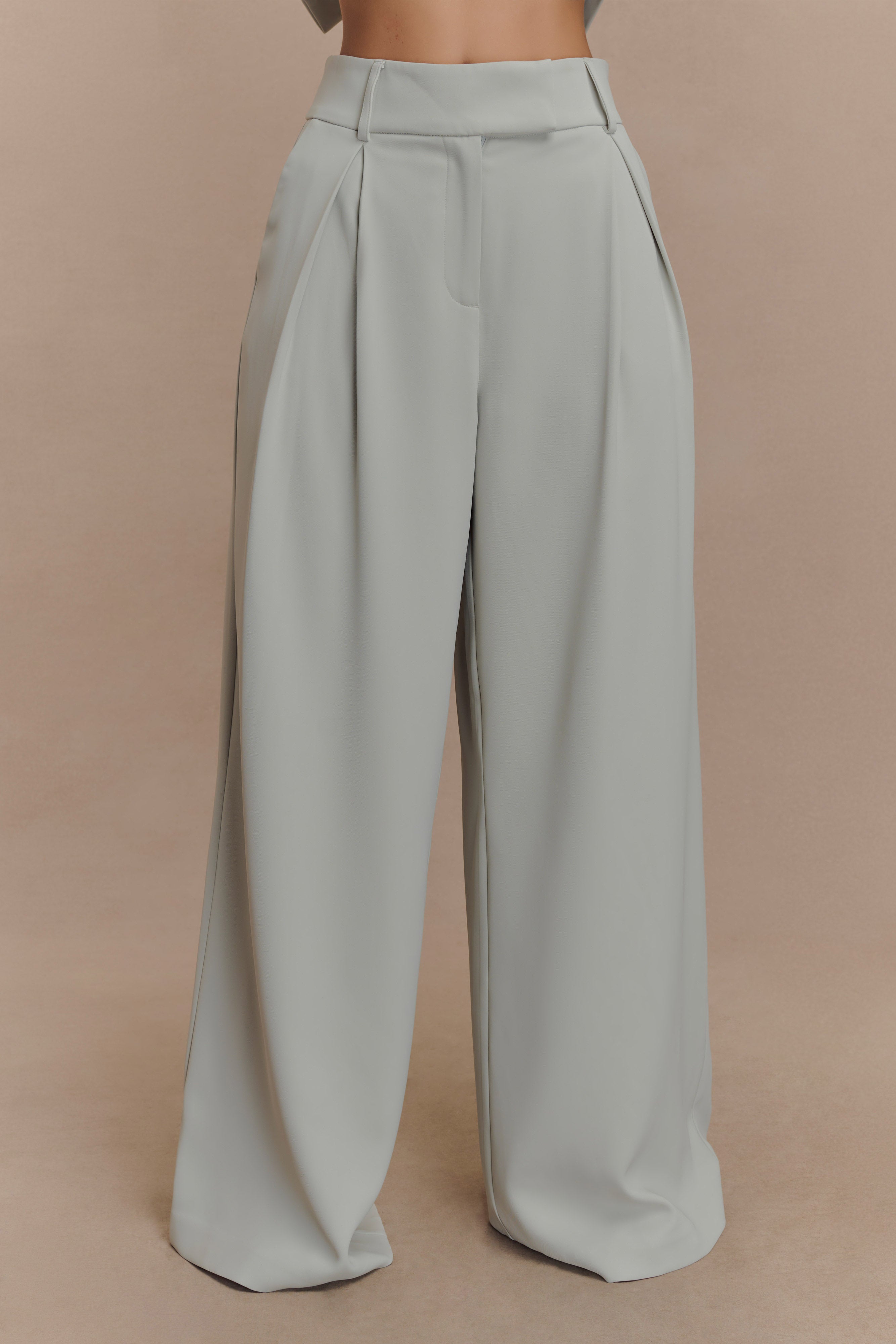 Jameson Pleated Wide Leg Pants - Light Sage