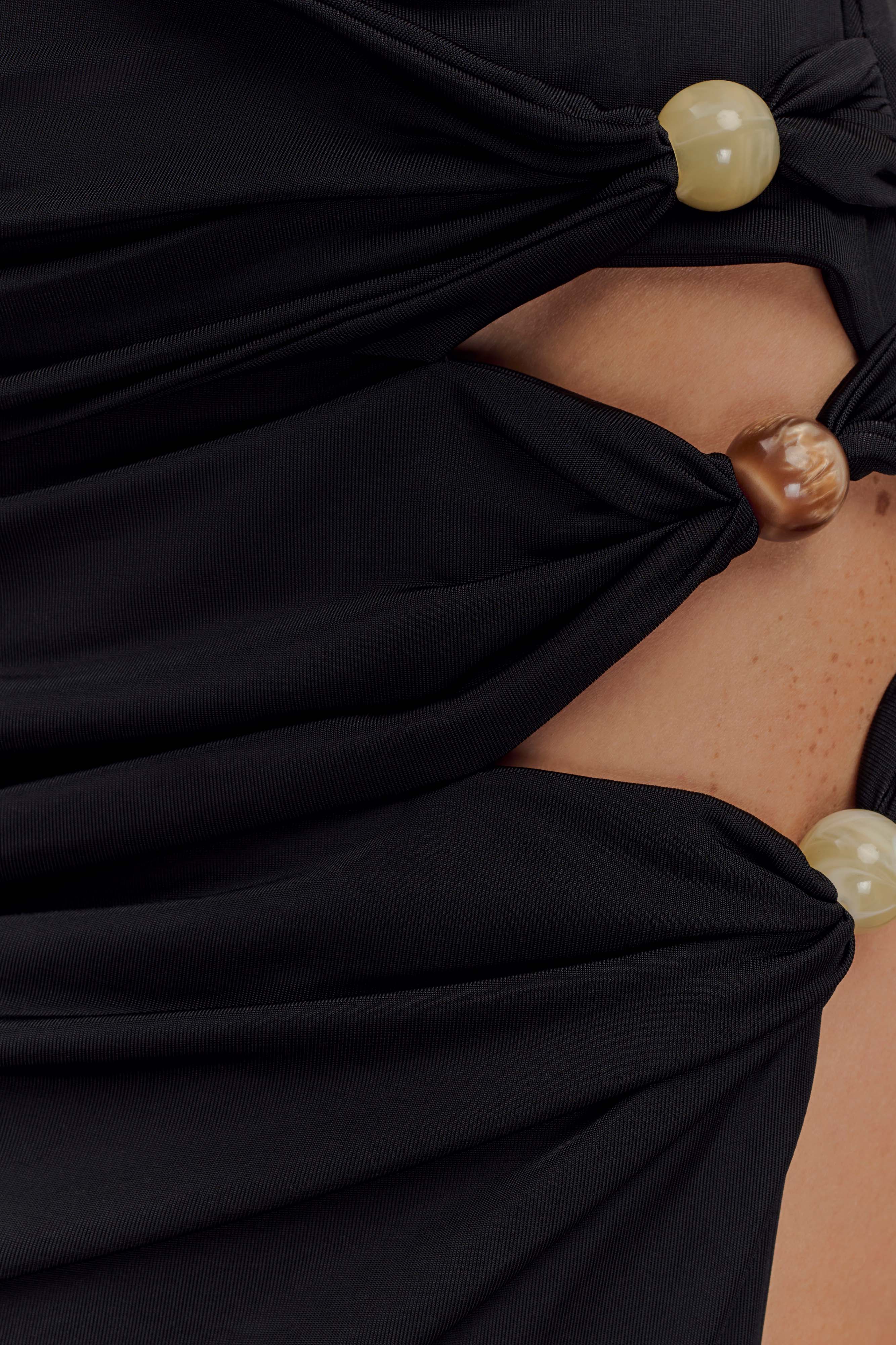 Kaiden Slinky Beaded Maxi Dress - Black