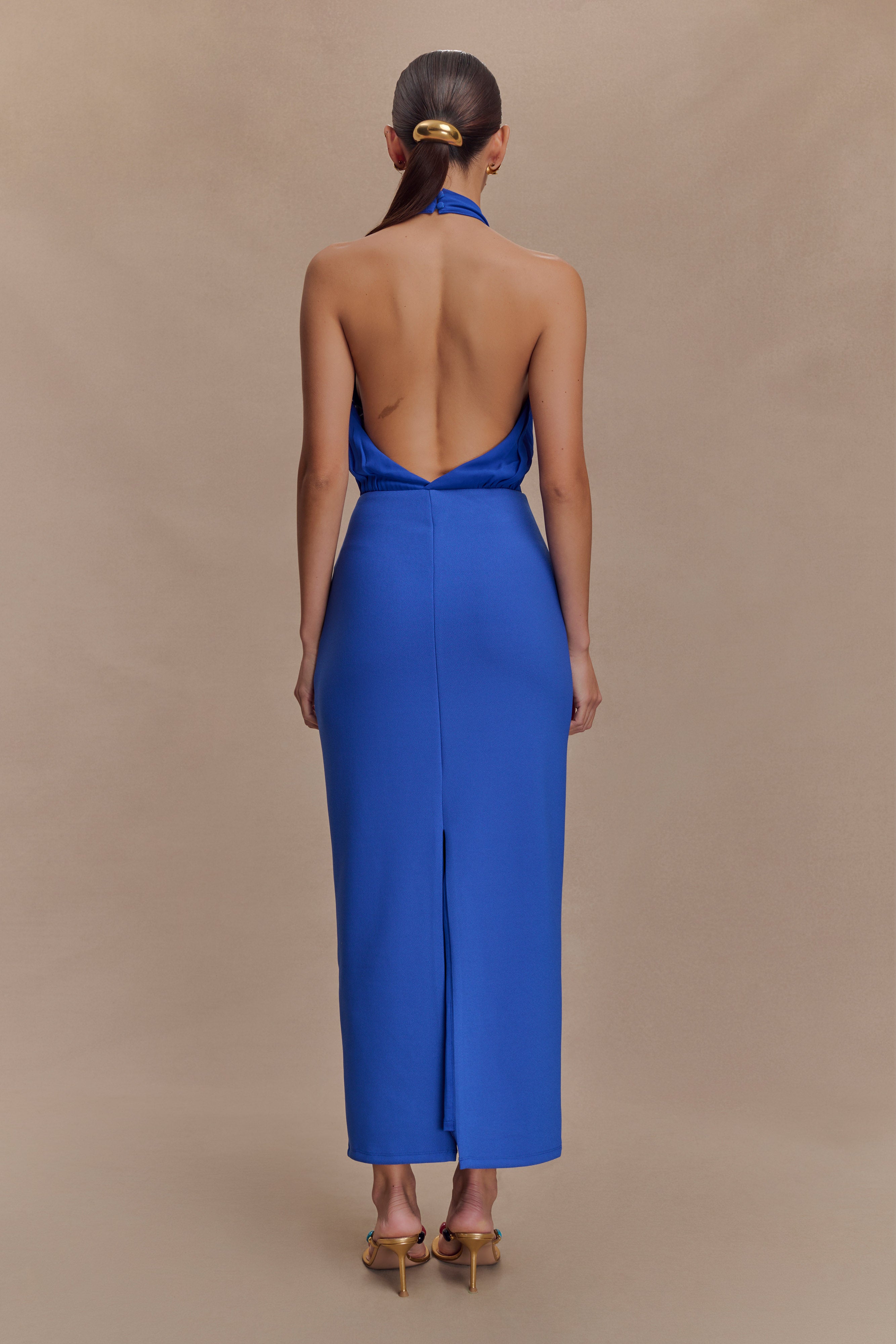 Mierah Halter Midi Dress - Cobalt Blue