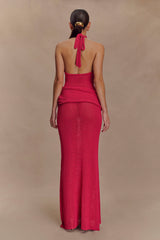 Reece Halter Knit Maxi Dress - Dragonfruit