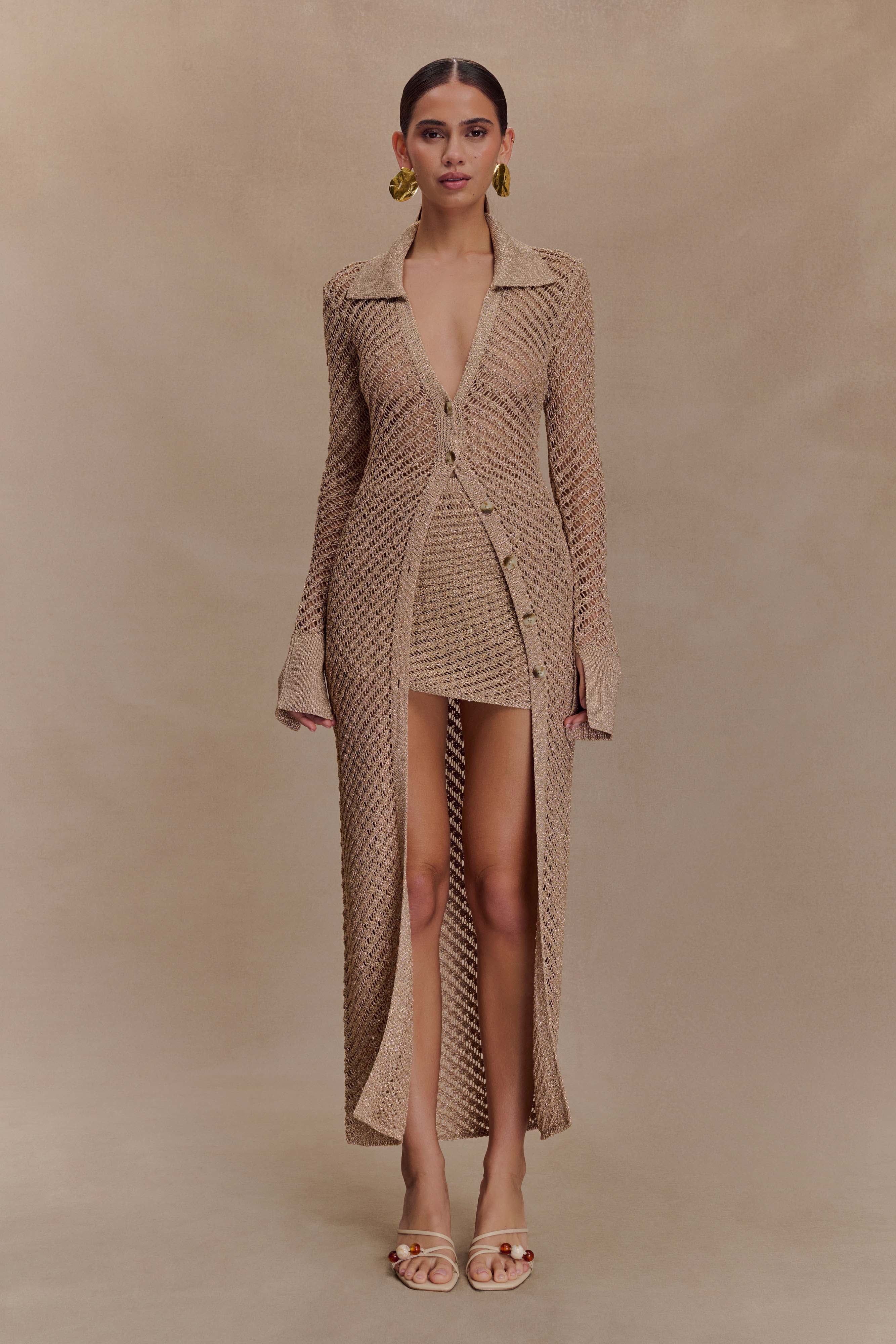 Waverley Metallic Knit Mini Skirt - Gold